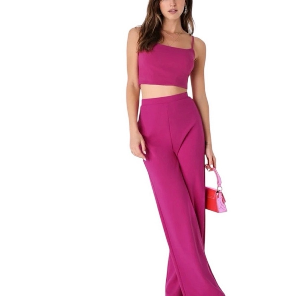 Lulu's Fuchsia Wide Leg two piece